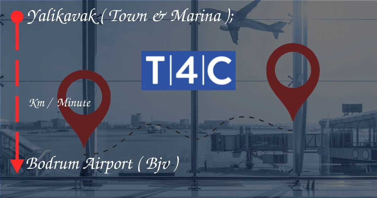 Как пойти из Яликавака (Town & Marina) в аэропорт Бодрум (BJV)