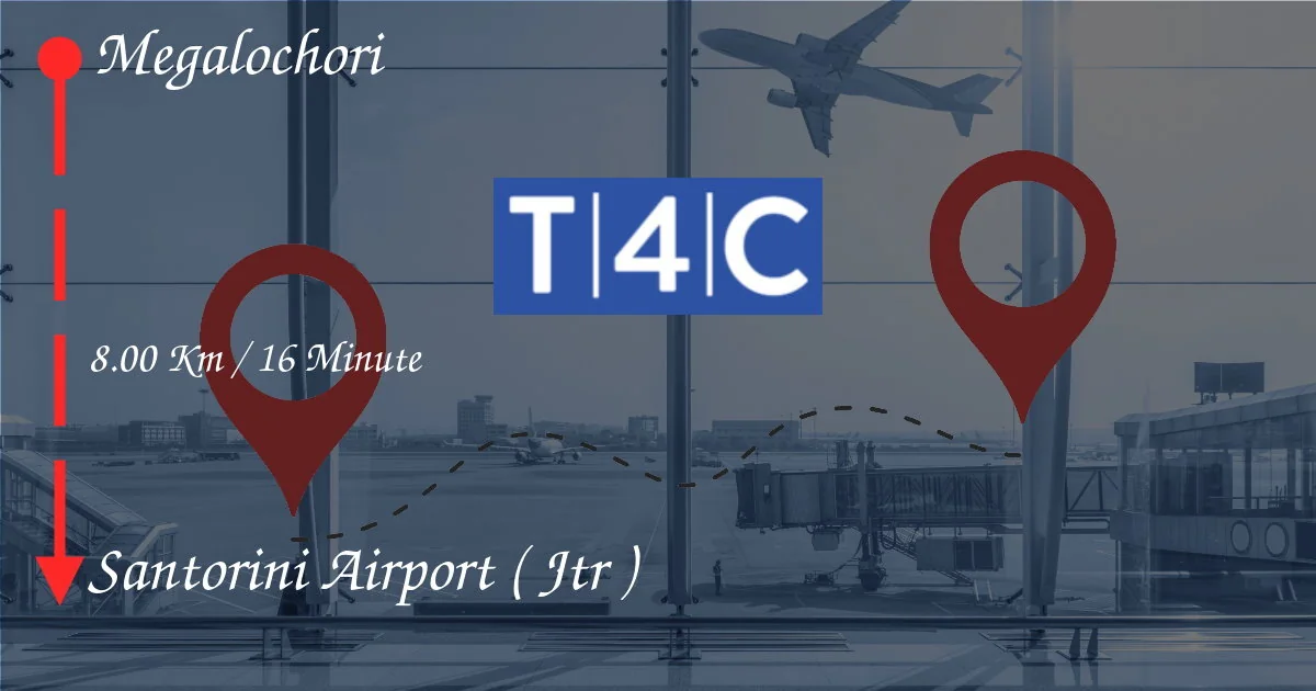 Wie man von Megalochori zum Flughafen Santorin (JTR) geht (JTR)
