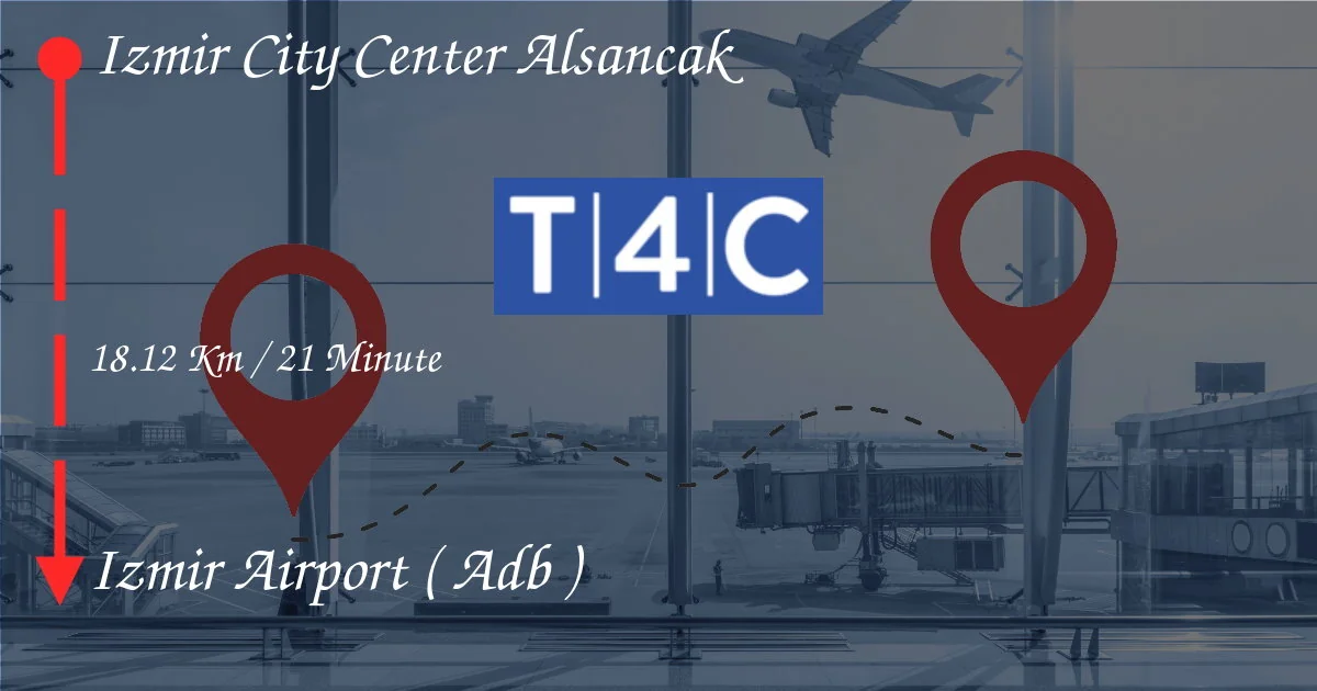 Wie man vom Izmir -Stadtzentrum Alsancak zum Flughafen Izmir (ADB) geht