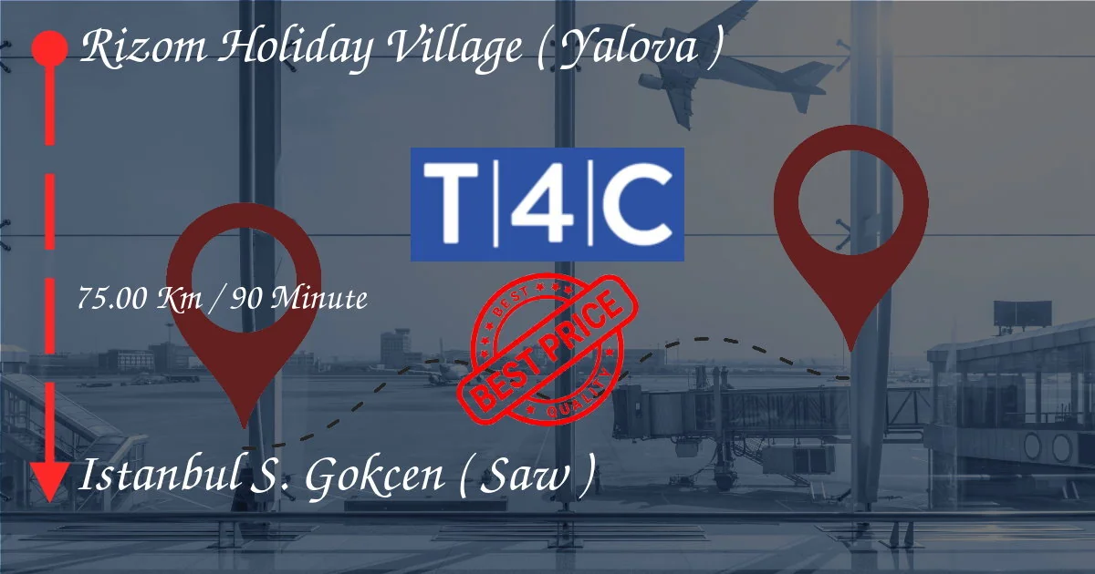 Trasferimento da Rizom Holiday Village (Yalova) a ISTANBUL S. GOKCEN (SAW) in taxi privato, minivan,