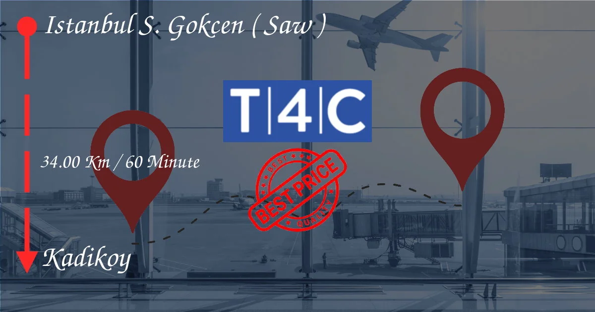 Istanbul S. Gokcen (SAW) à Kadikoy Transfert par Taxi privé, mini-fourgonnette, navette