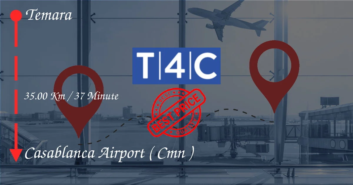 Перевозка из Темары в АЭРОПОРТ КАСАБЛАНКИ ( CMN ) на частном такси, микроавтобусе, шаттлах