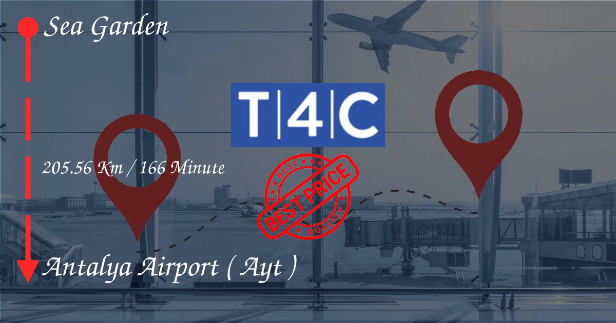 Transfert privé en taxi, minivan ou navette de Sea Garden à lAÉROPORT DANTALYA (AYT)
