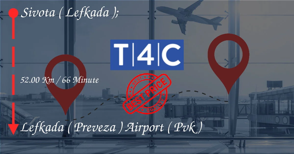 Traslado de Sivota (Lefkada) al AEROPUERTO DE LEFKADA (PREVEZA) (PVK) en taxi privado, minivan, auto