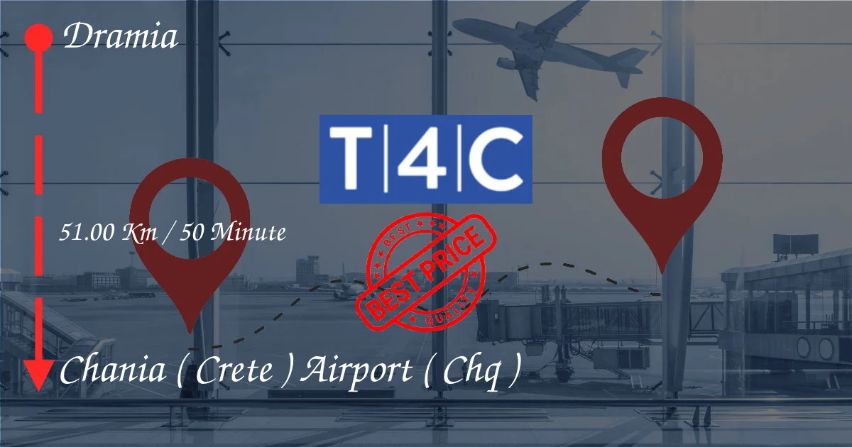 Dramia to CHANIA ( CRETE ) AIRPORT ( CHQ ) Transfer by Private Taxi, minivan, shuttles