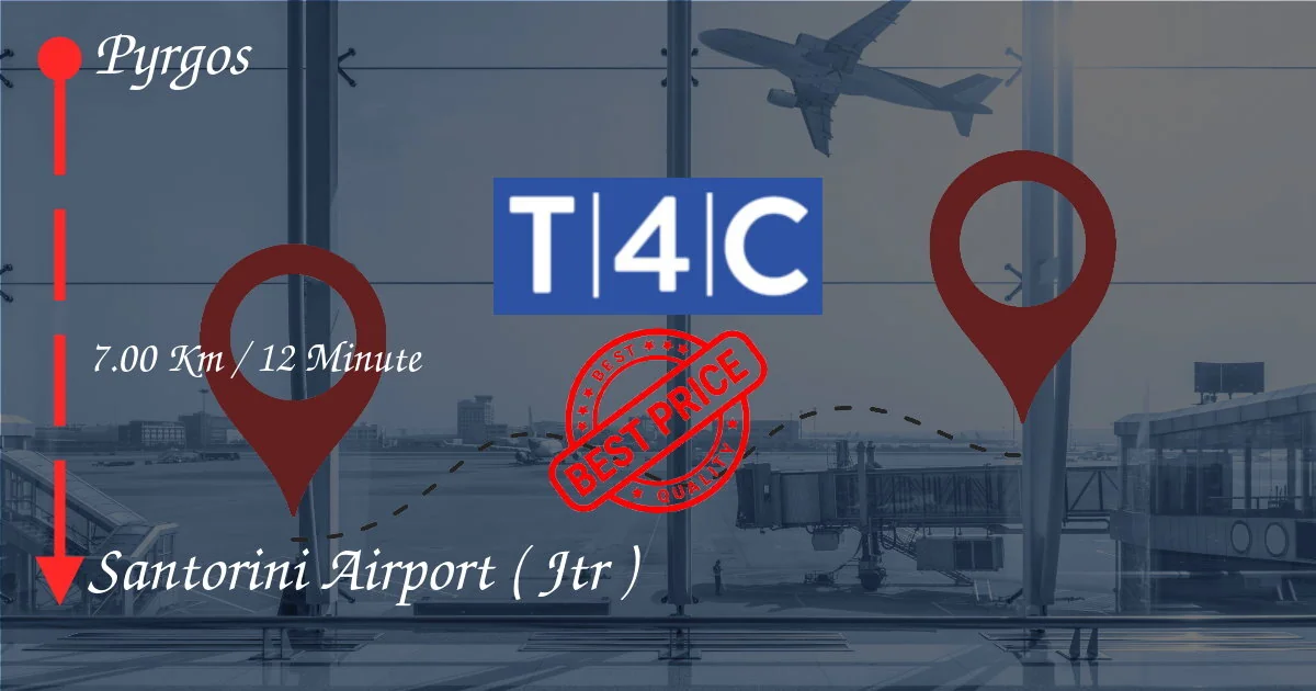 Pyrgos to SANTORINI AIRPORT ( JTR ) Transfer by Private Taxi, minivan, shuttles