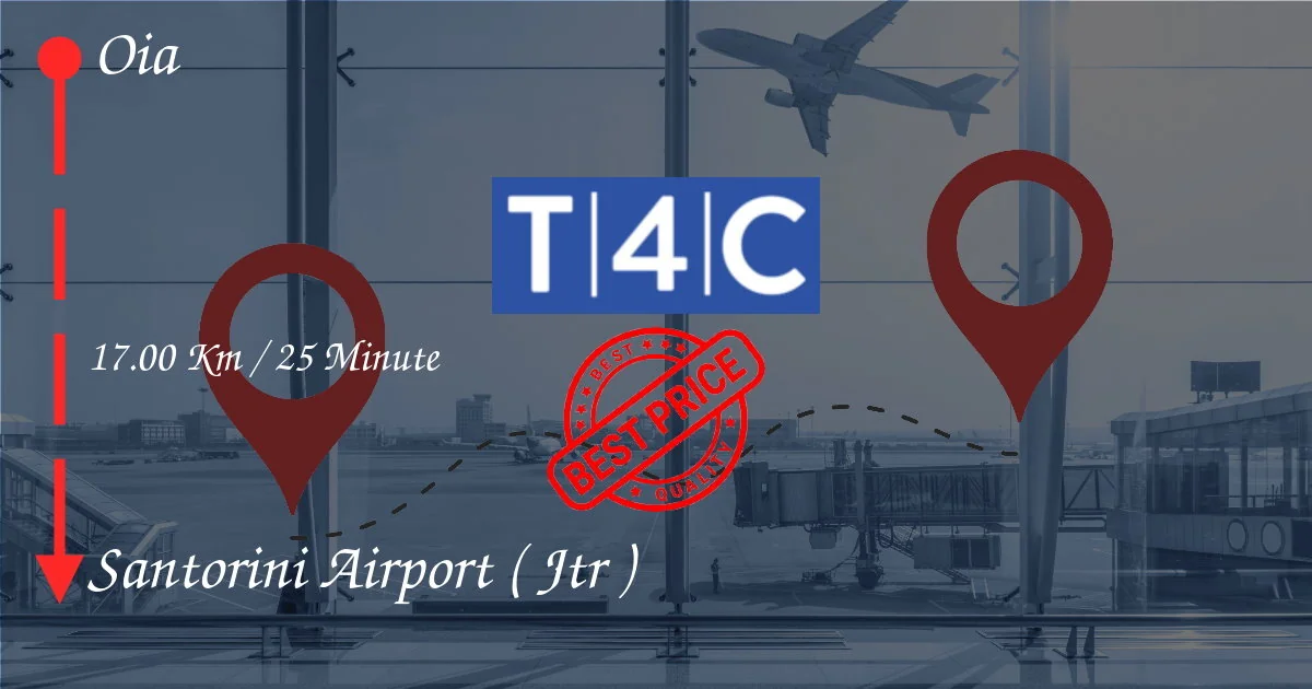 Трансфер из Ои в аэропорт САНТОРИНИ ( JTR ) на частном такси, минивэне, шаттле
