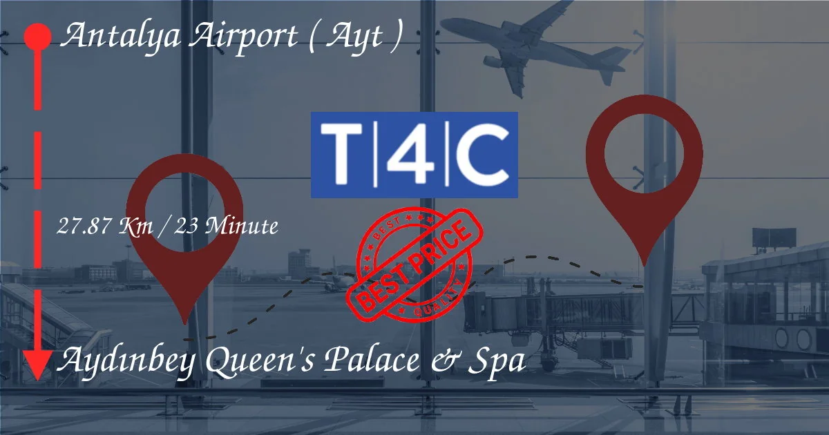 Transfert privé en taxi, minivan ou navette de lAéroport dAntalya (AYT) à lAydınbey Queens Palace &amp; Spa
