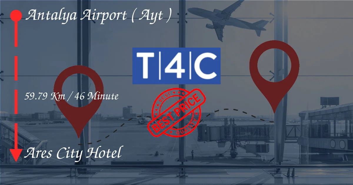 Aéroport d'Antalya (AYT) à Ares City Hotel Transfert par un taxi privé, une mini-fourgonnette, des n