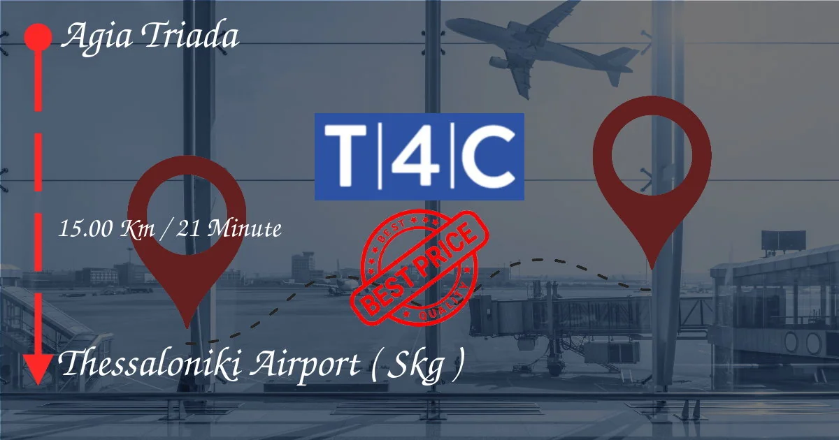 Agia Triada nach THESSALONIKI FLUGHAFEN ( SKG ) Transfer mit Privattaxi, Minivan, Shuttles