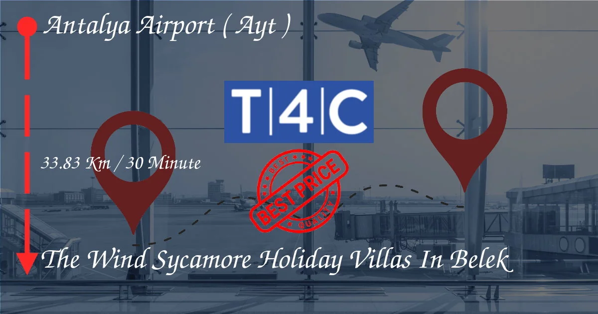 Aéroport d'Antalya (AYT) aux villas de vacances Sycamore Wind en transfert de Belek par taxi privé, 