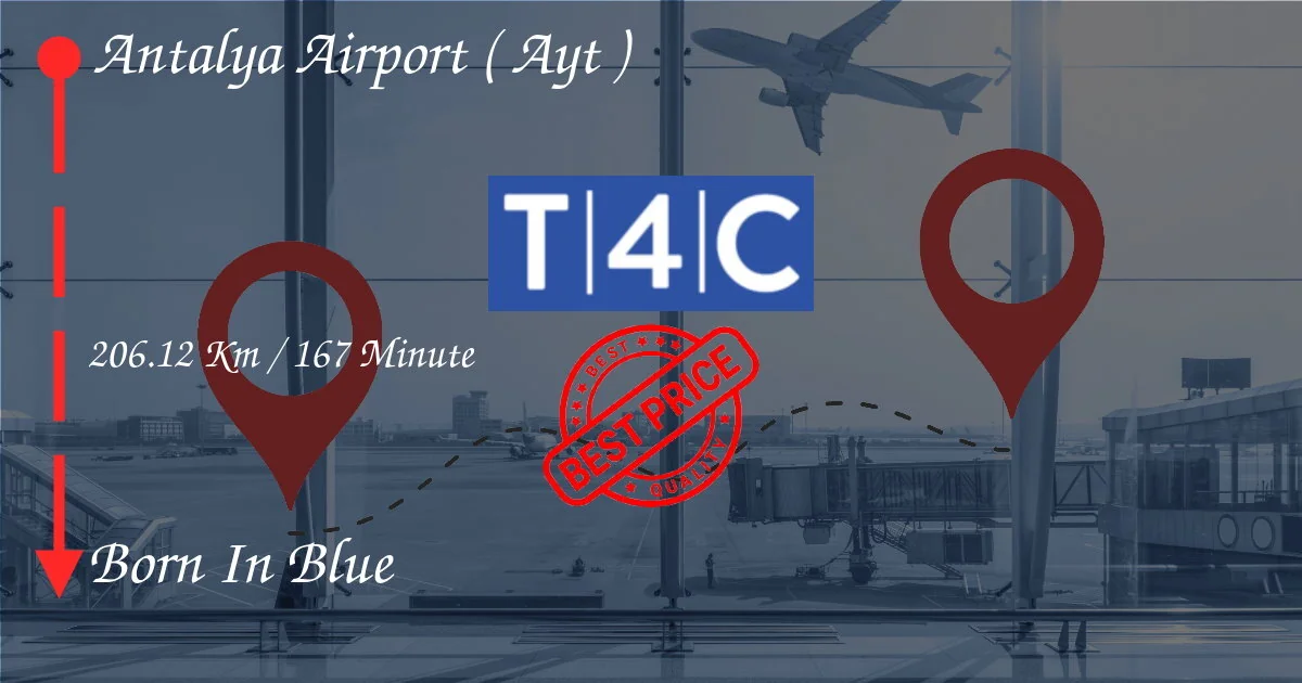Aéroport d'Antalya (AYT) à Born in Blue Transfer by Private Taxi, minifourgon, navette