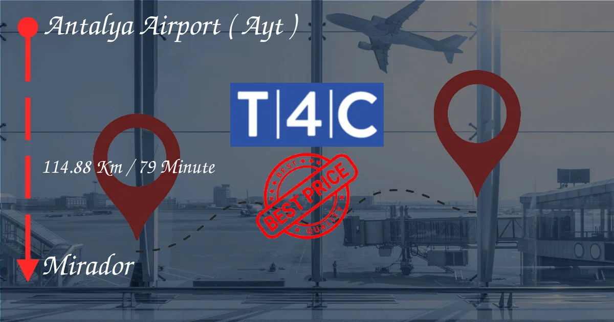 Aéroport d'Antalya (AYT) à Mirador Transfert by Private Taxi, Minivan, Navetles