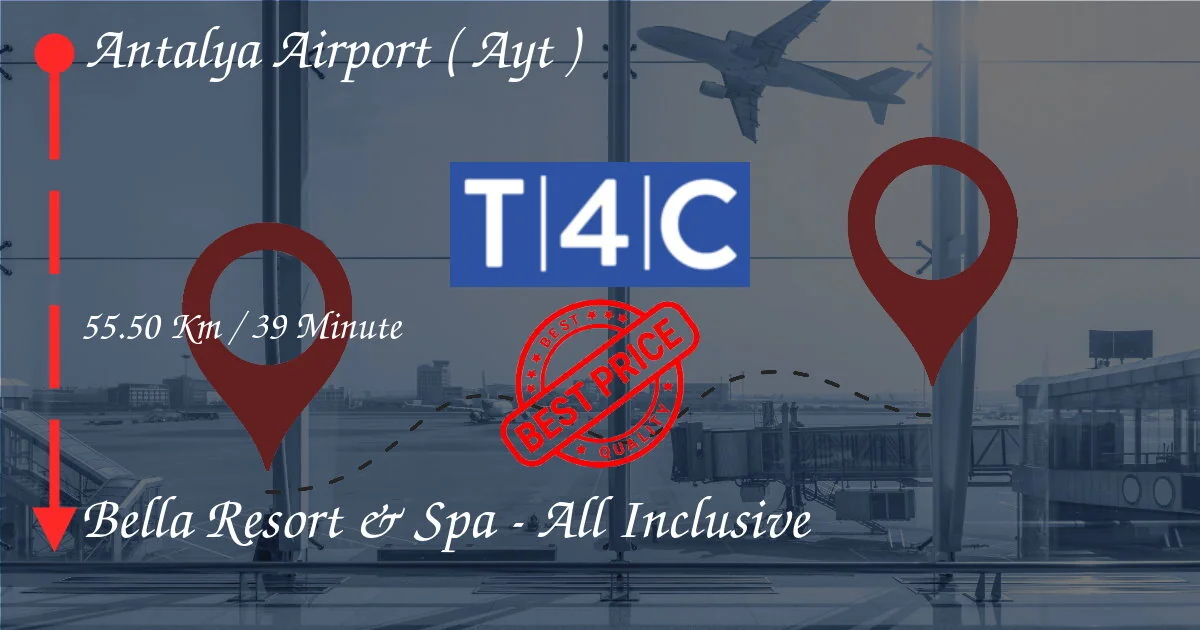 Aéroport d'Antalya (AYT) à Bella Resort & Spa - Transfert tout compris par Taxi privé, mini-fourgonn