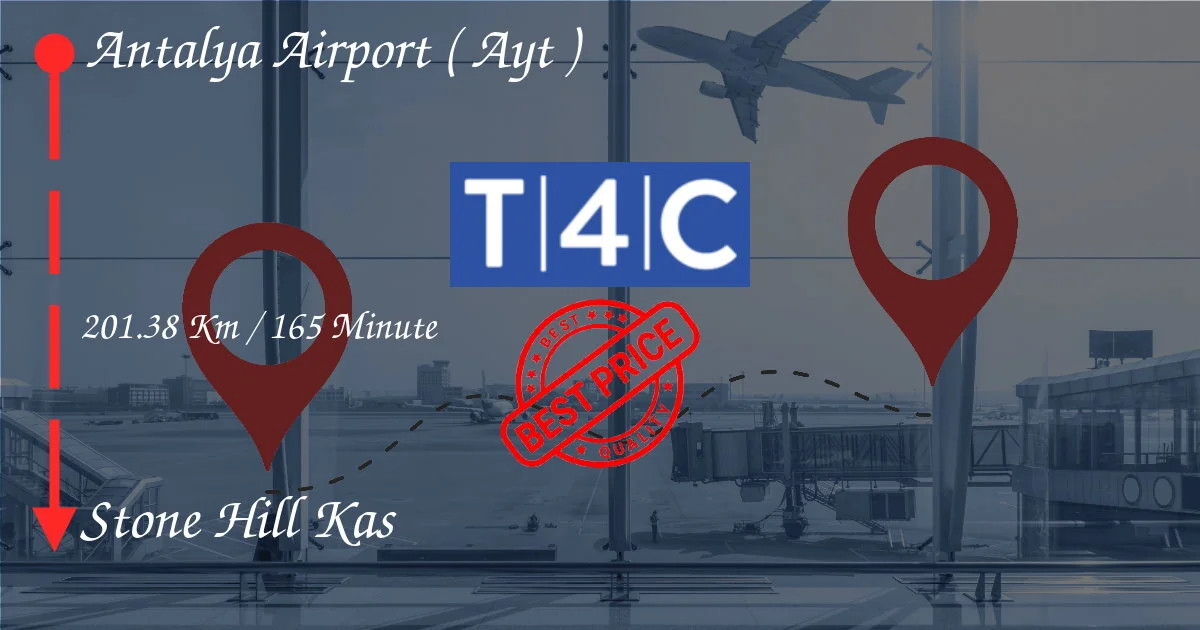 Aéroport d'Antalya (AYT) à Stone Hill Kas Transfert par un taxi privé, une mini-fourgonnette, des na